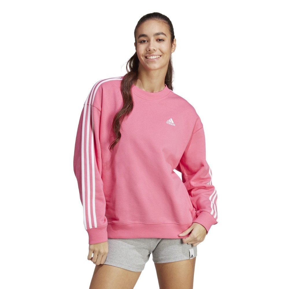 Casaco de moletom adidas essentials 3 stripes rosa feminino Amil Esportes